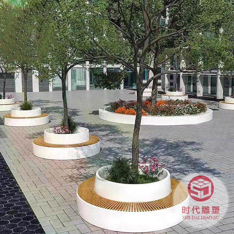 定制戶(hù)外玻璃鋼樹(shù)池坐凳異形景觀(guān)園林花壇座椅商場(chǎng)休息圍樹(shù)休閑椅
