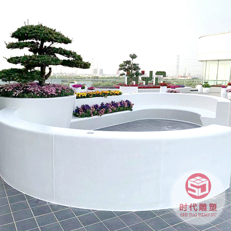 商場(chǎng)休閑座椅異形拼接組合戶(hù)外玻璃鋼樹(shù)池坐凳公共休息區(qū)創(chuàng)意美陳