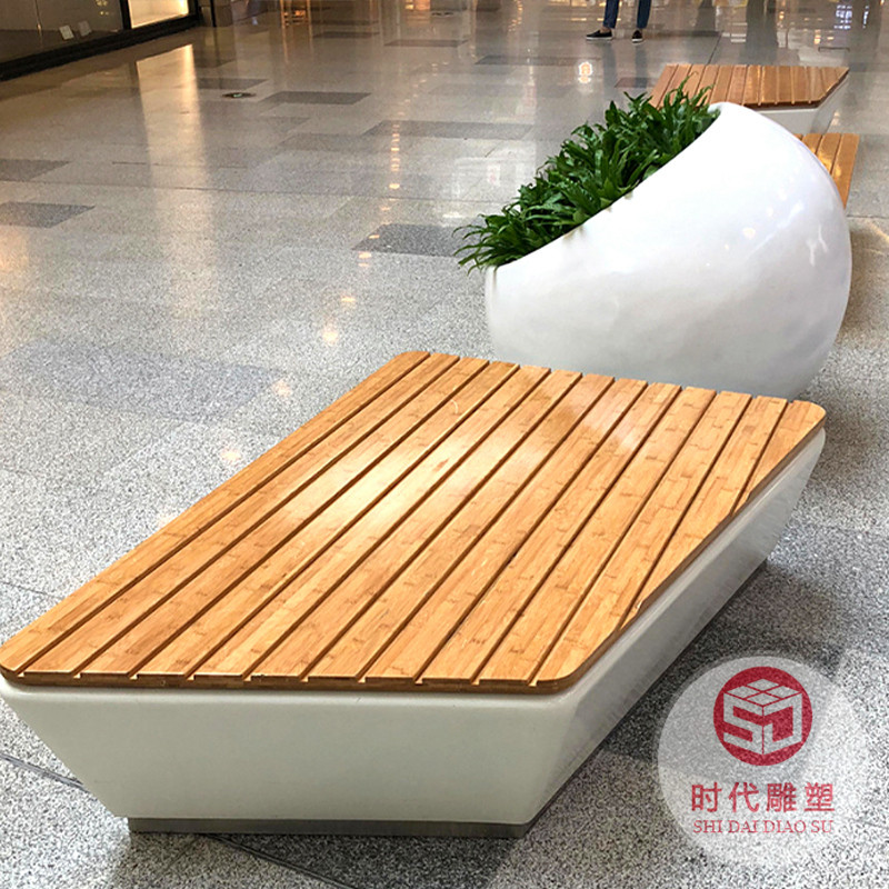 玻璃鋼樹池坐凳戶外休閑椅商業(yè)景觀園林花壇商場(chǎng)休息大型花盆座椅